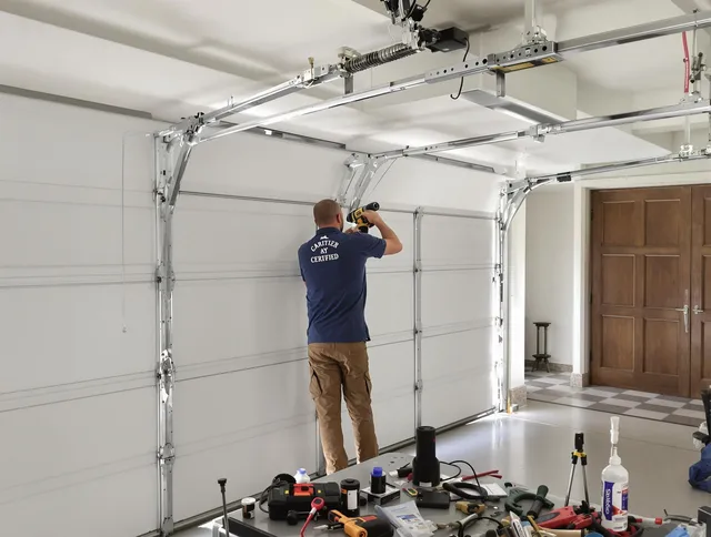 Carver Garage Door Repair certified technician performing precision garage door repair in Carver
