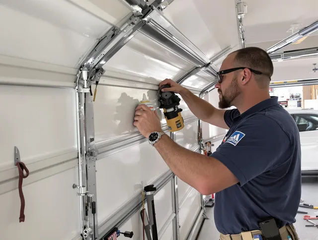 Carver Garage Door Repair technician quieting a noisy garage door in Carver