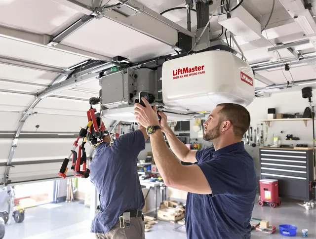 Carver Garage Door Repair technician performing advanced diagnostics on garage opener in Carver