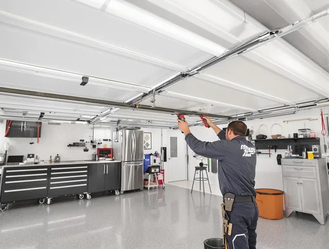 Overhead garage door repair service by Carver Garage Door Repair in Carver