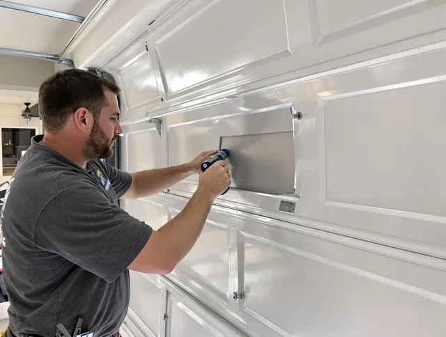 Garage door panel repair by Carver Garage Door Repair in Carver